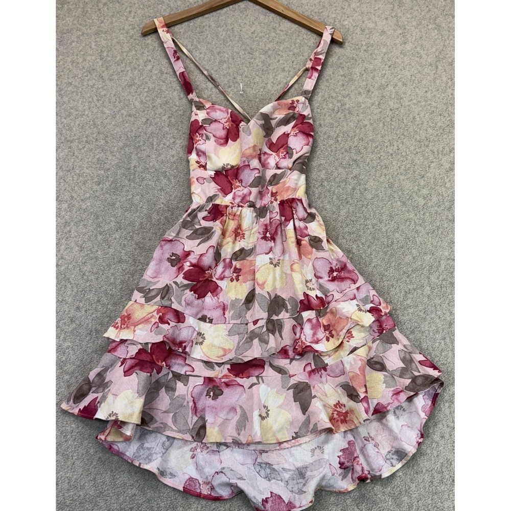 Windsor Womens Charmed Sweetness Lace Up Floral Skater Dress Multicolor Preppy L